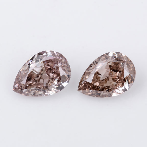 2 pcs Diamond  - 1.24 ct - Pear - Brown - VVS2 - SI1