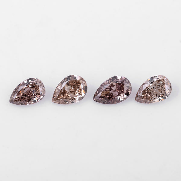 4 pcs Diamond  - 0.72 ct - Pear - Brown