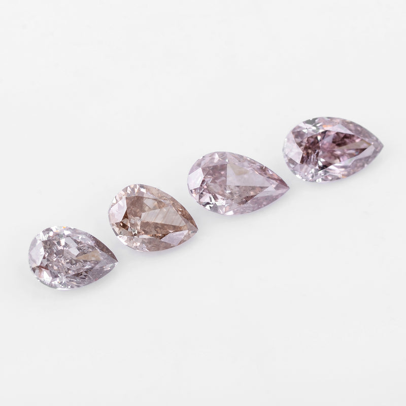 4 pcs Diamond  - 1.25 ct - Pear - Brown
