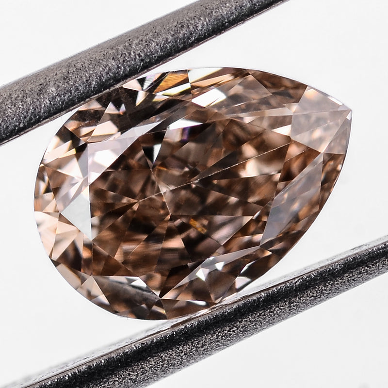 2 pcs Diamond  - 0.82 ct - Pear - Brown