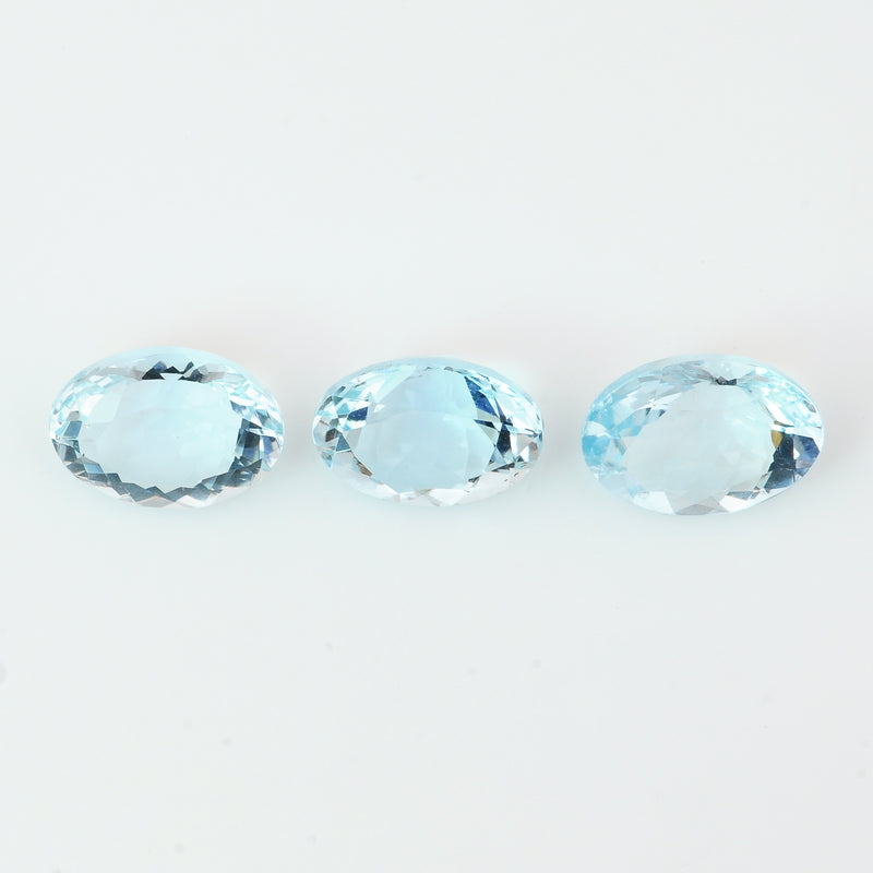 3 pcs Aquamarine  - 6.78 ct - Oval - Greenish Blue - Transparent