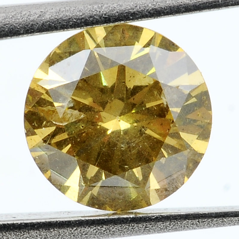 1 pcs Diamond  - 0.46 ct - ROUND - Yellow - I2