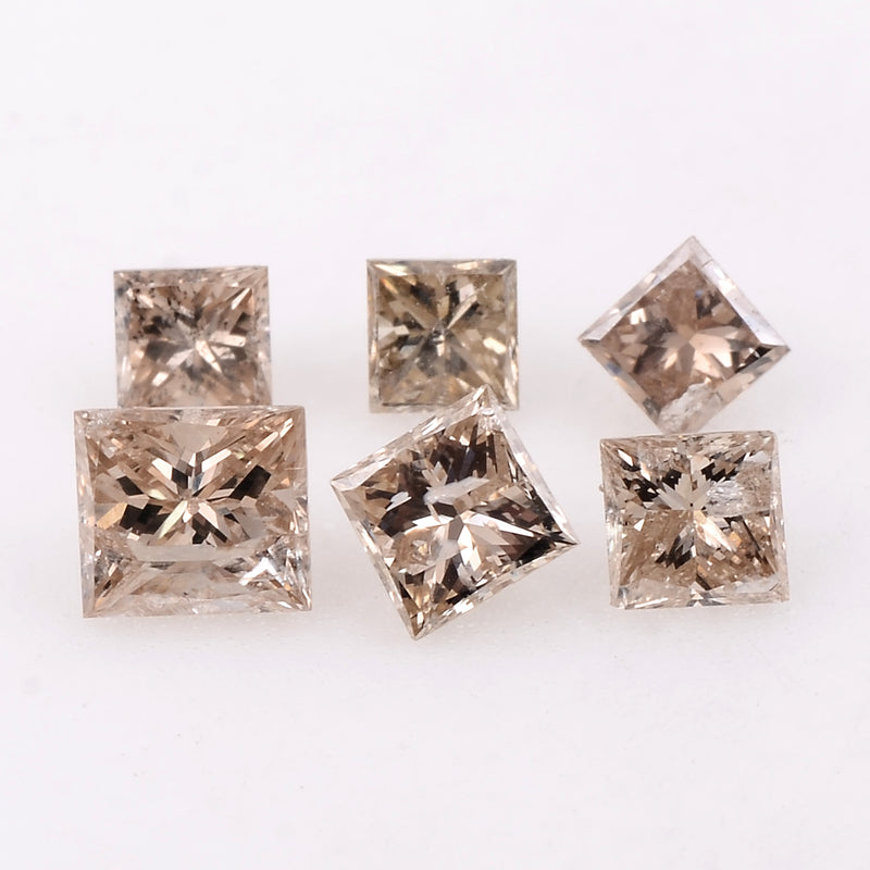 6 pcs Diamond  - 1.13 ct - Square - Brown - SI - I