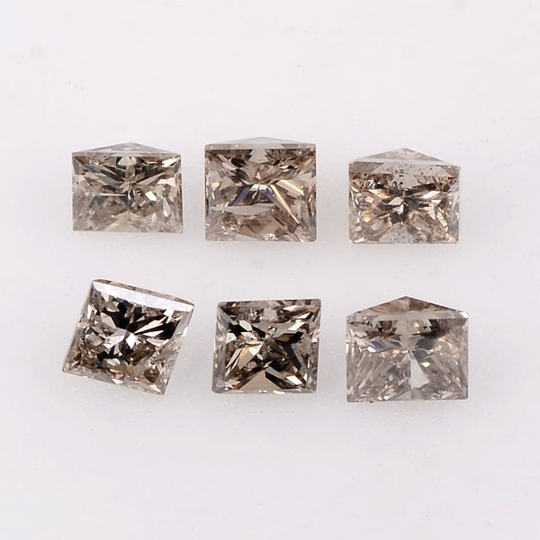 6 pcs Diamond  - 0.93 ct - Square - Brown - SI - I