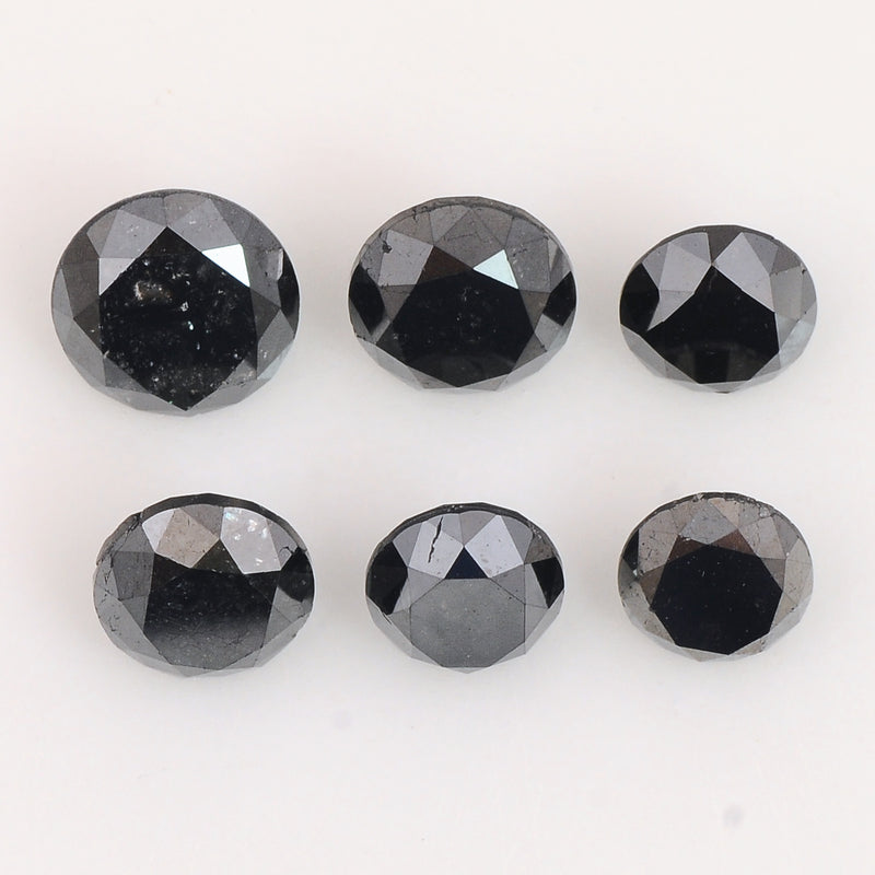 6 pcs Diamond  - 9.41 ct - ROUND - Fancy Black - Not Applicable
