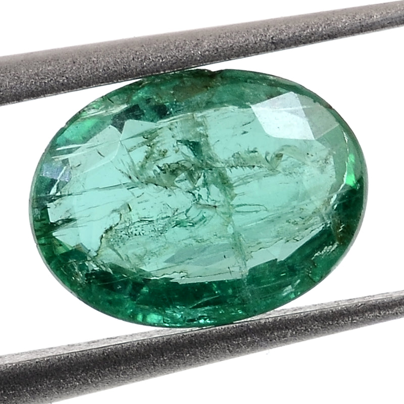 1 pcs Emerald  - 0.95 ct - Oval - Intense Green