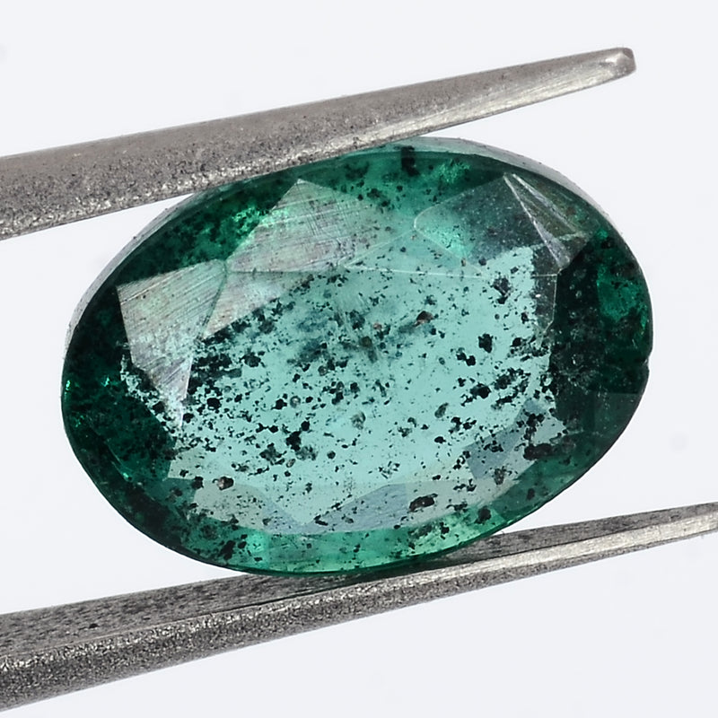 1 pcs Emerald  - 1.04 ct - Oval - Deep Green (Bluish)