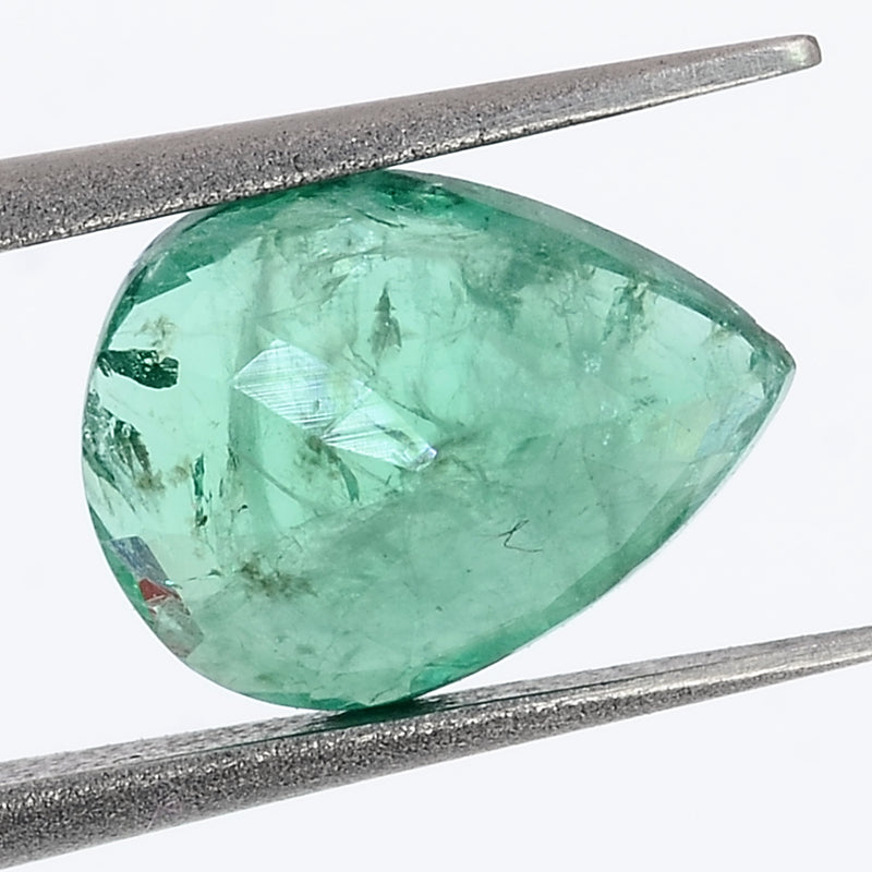 1 pcs Emerald  - 0.95 ct - Pear - Intense Green