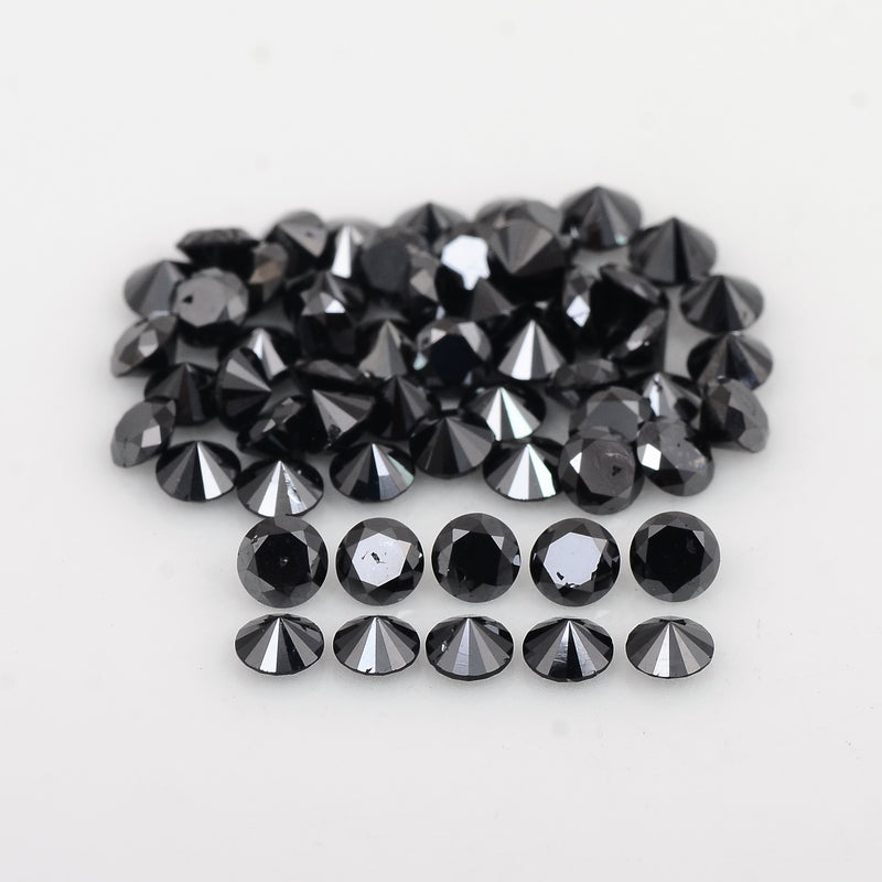 58 pcs Diamond  - 12.45 ct - ROUND - Black