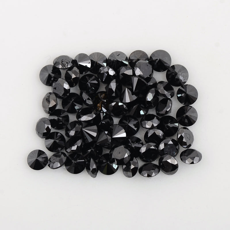 58 pcs Diamond  - 12.45 ct - ROUND - Black