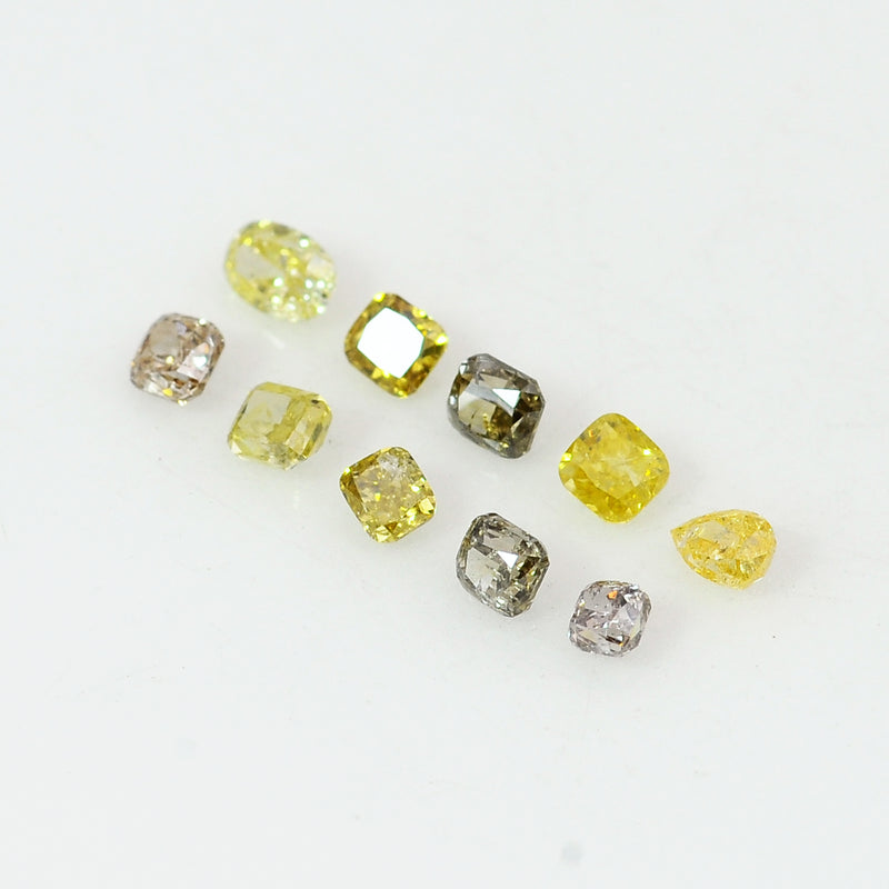 10 pcs Diamond  - 1.01 ct - Square, Cushion, Pear. - Natural Fancy to Fancy Vivid Yellow / Greenish Yellow / Purple / Purplish Pink / Orange / Yellowish Brown. - SI - I1
