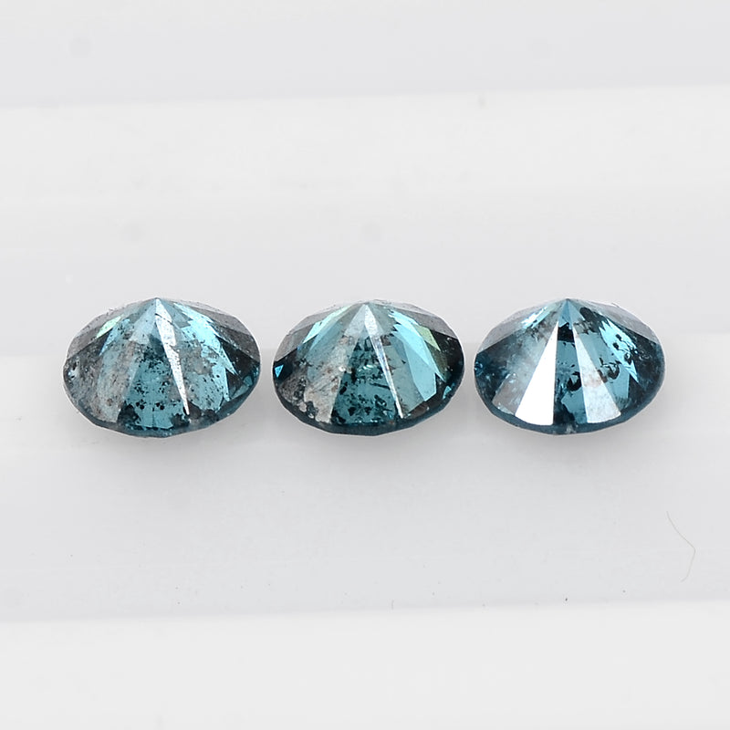 3 pcs Diamond  - 0.77 ct - ROUND - Fancy Intense to Fancy Vivid Blue - I1 - I2