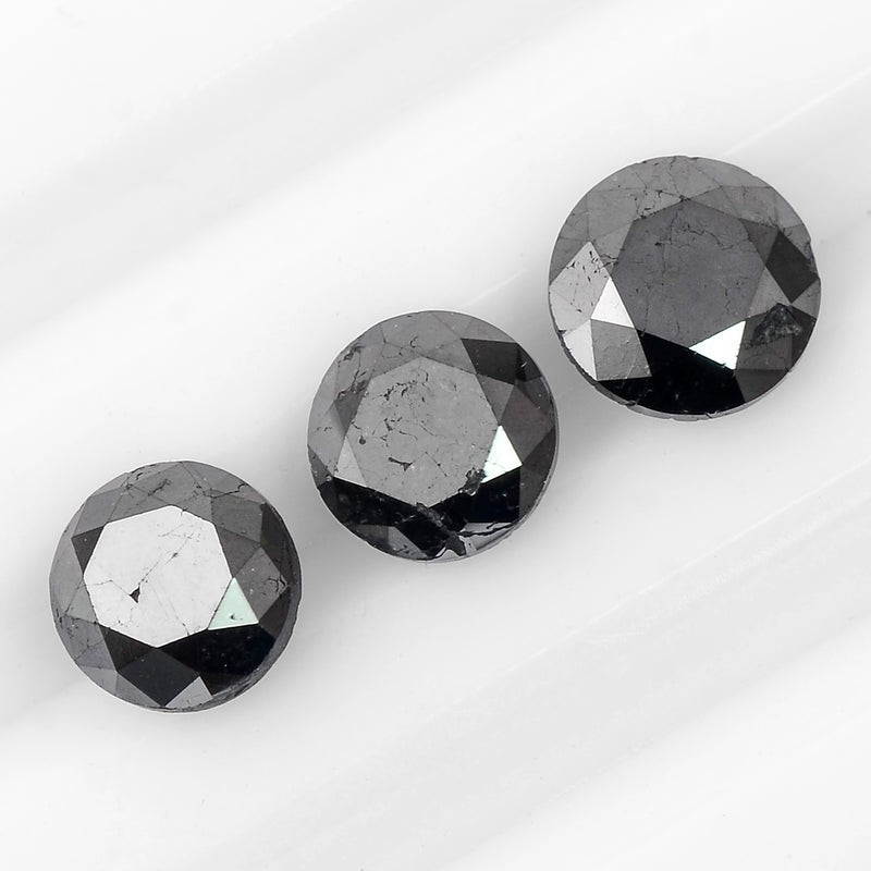 3 pcs Diamond  - 3.12 ct - ROUND - Fancy Black - Not Applicable