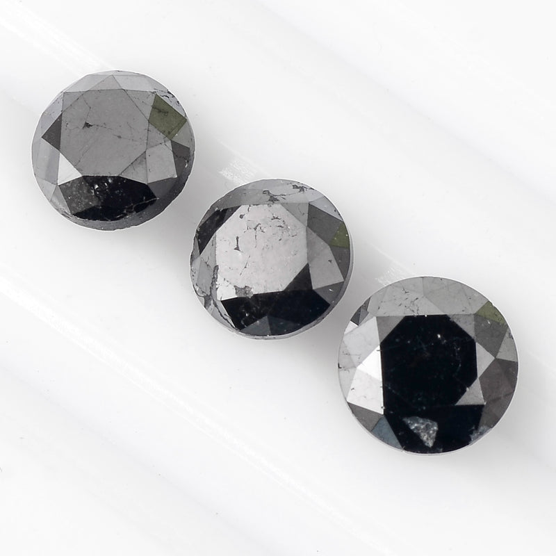 3 pcs Diamond  - 3.12 ct - ROUND - Fancy Black - Not Applicable
