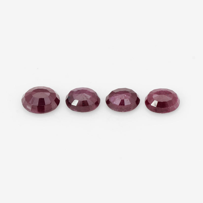 4 pcs Ruby  - 15.4 ct - Oval - Red