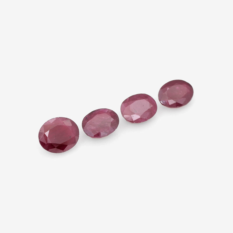 4 pcs Ruby  - 15.4 ct - Oval - Red