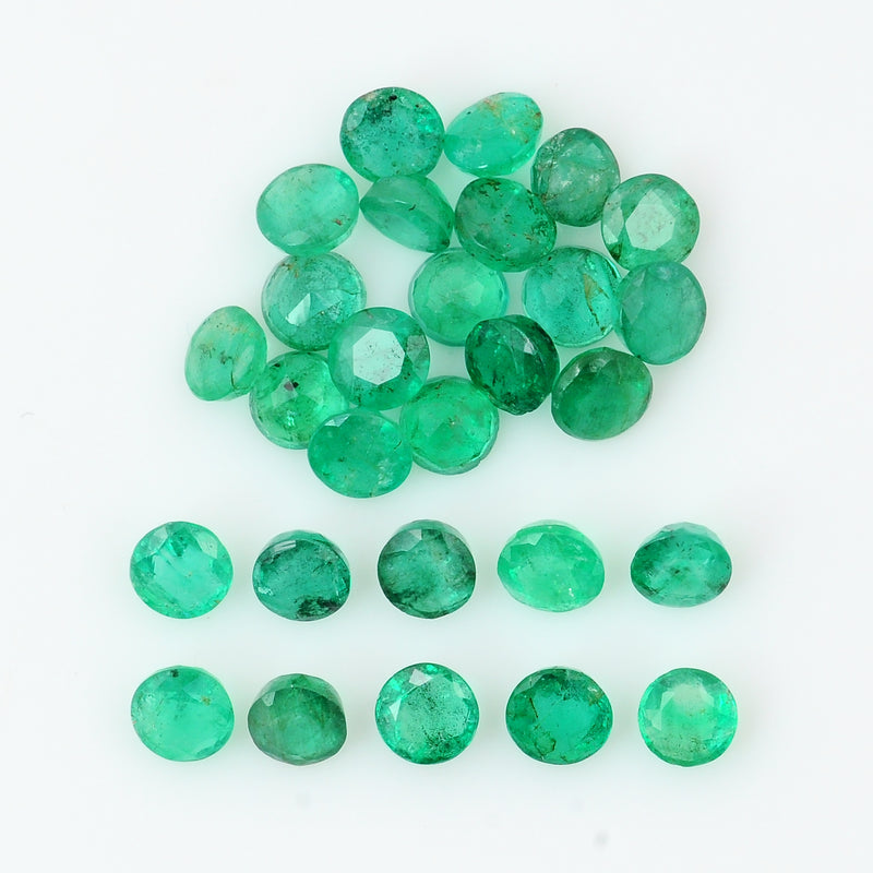 28 pcs Emerald  - 4.12 ct - ROUND - Green