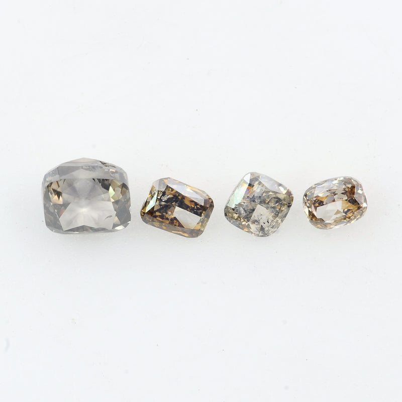 4 pcs Diamond  - 0.83 ct - Cushion - Fancy Brown - SI - I1