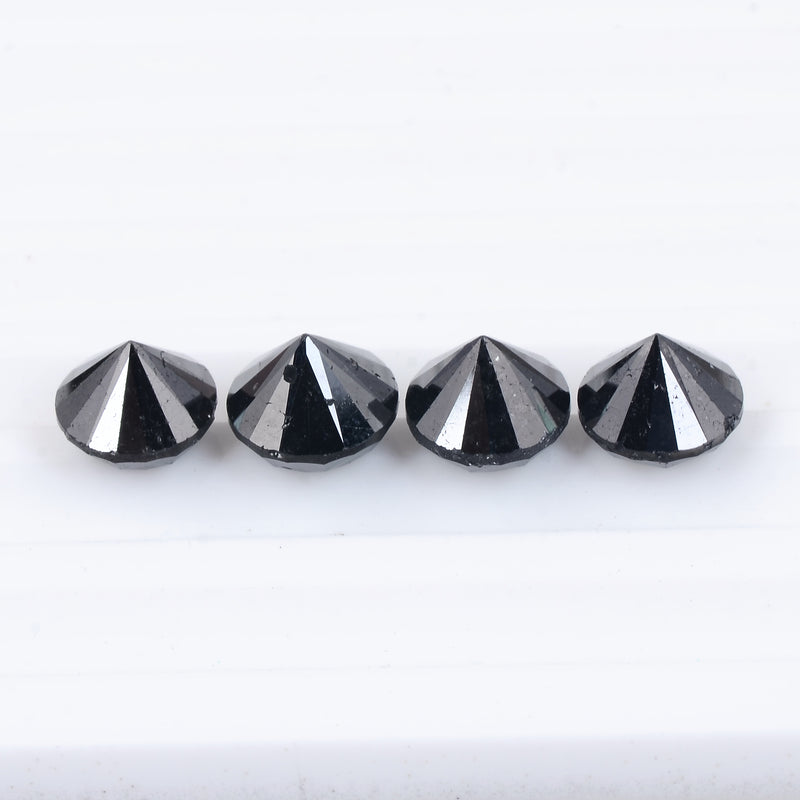 4 pcs Diamond  - 16.3 ct - ROUND - Fancy Black - Not Applicable