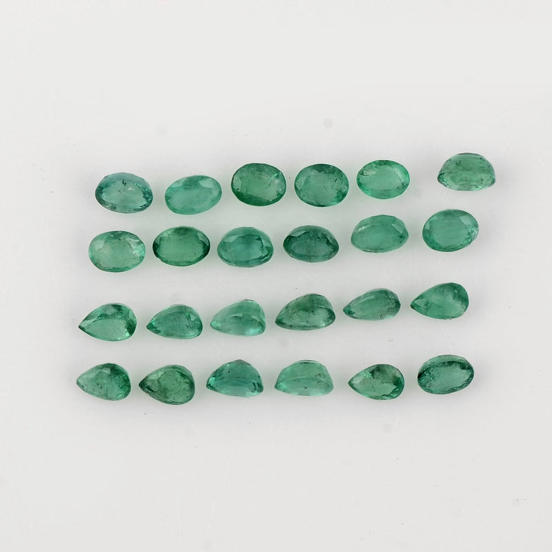 24 pcs Emerald  - 3.98 ct - Oval, Pear - Green