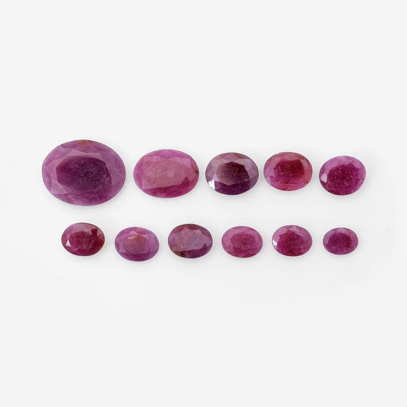 11 pcs Ruby  - 34.6 ct - Oval - Red