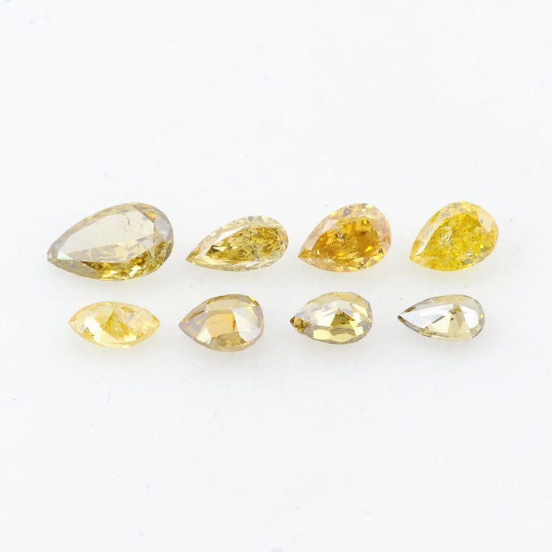 8 pcs DIAMOND  - 0.79 ct - Marquise, Pear - Natural Fancy Mix Yellow - Green - VS - I1