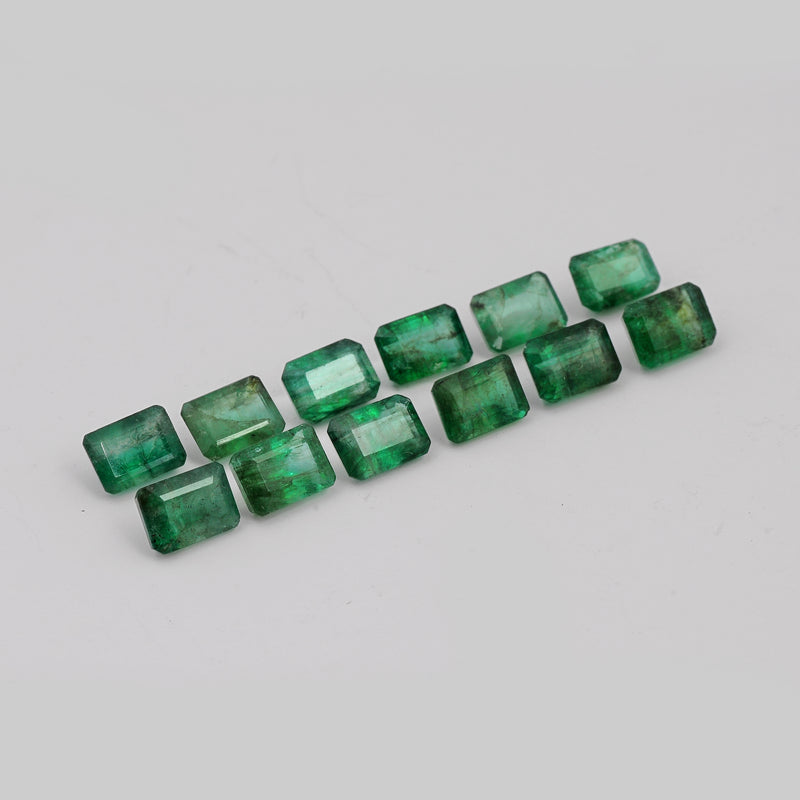 12 pcs Emerald  - 12.37 ct - Octagon - Green