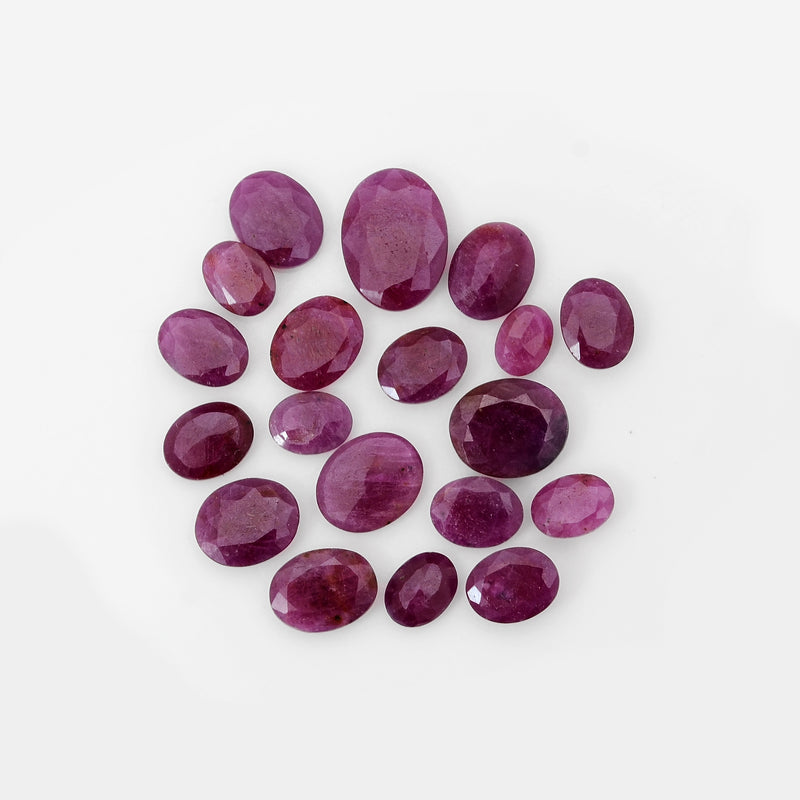 19 pcs Ruby  - 36.7 ct - Oval - Red