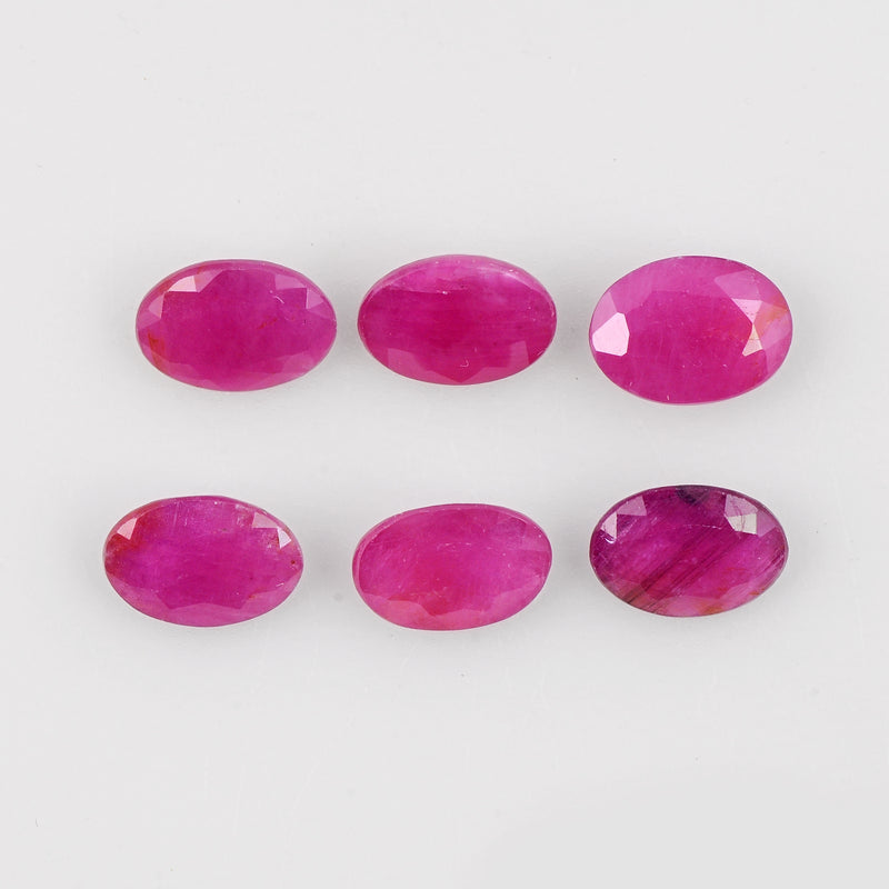 6 pcs Ruby  - 5.46 ct - Oval - Red