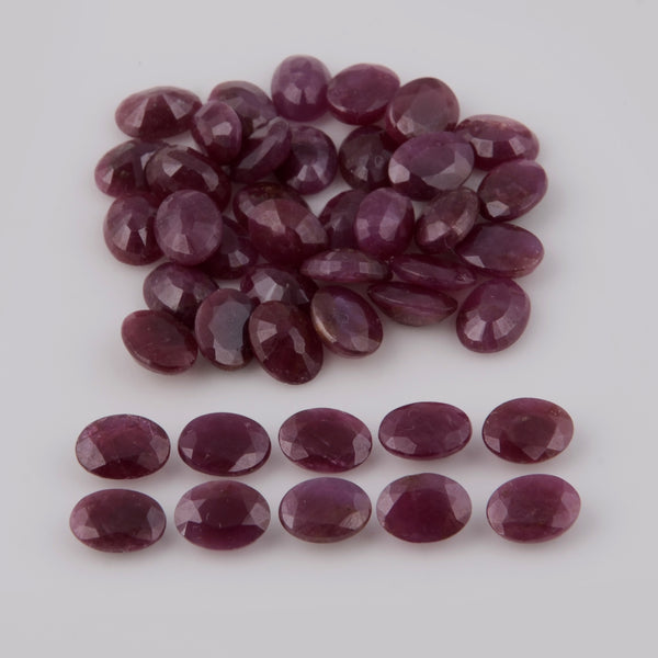 43 pcs Ruby  - 64.25 ct - Oval - Red