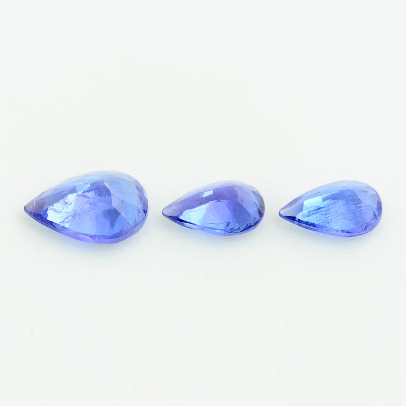 3 pcs Tanzanite  - 4.88 ct - Pear - Violetish Blue