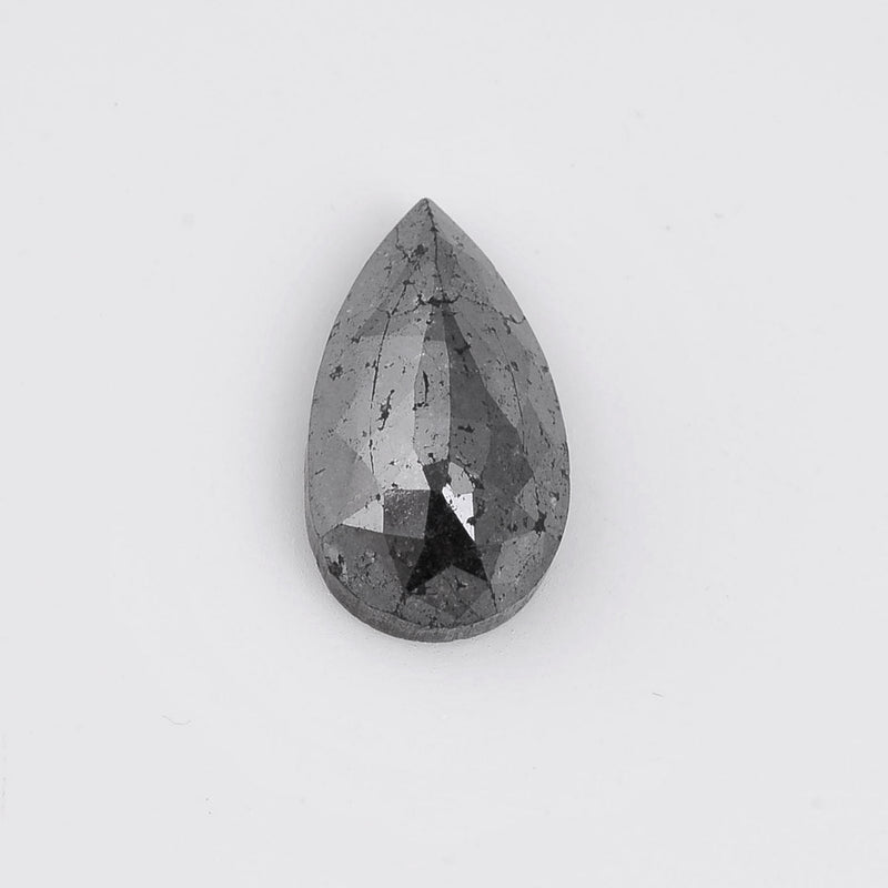 6.90 Carat Rose Cut Pear Fancy Black Diamond-AIG Certified