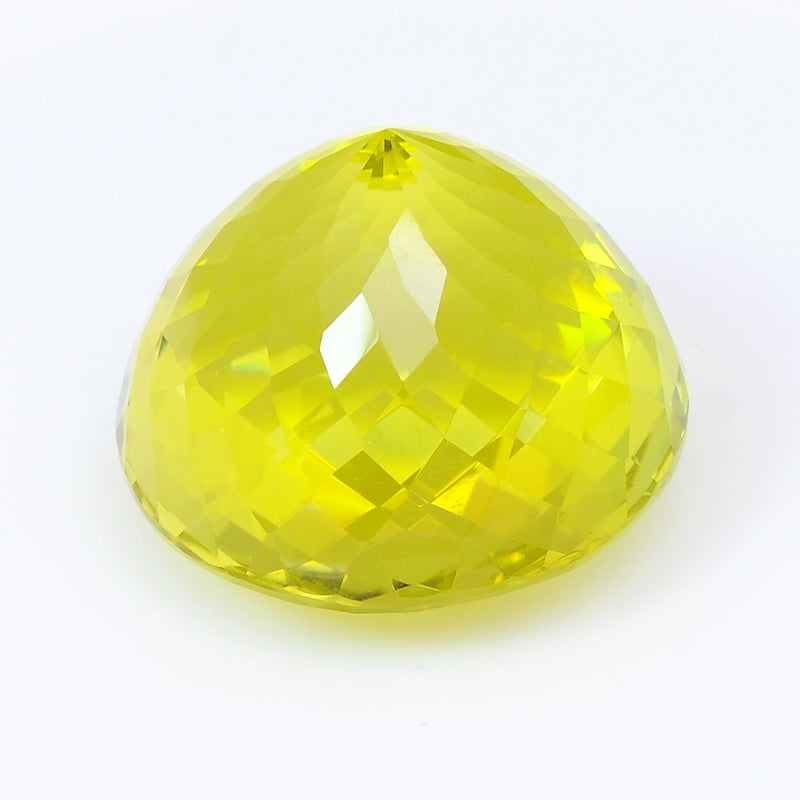 1 pcs Lemon Quartz  - 136.25 ct - ROUND - Vivid Greenish Yellow