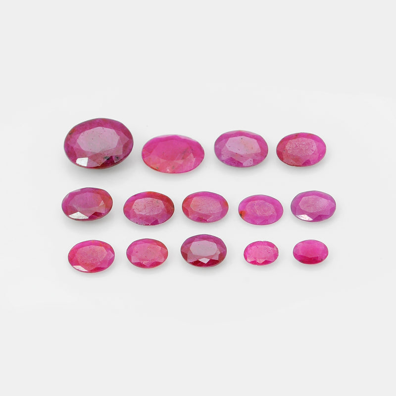 14 pcs Ruby  - 31.82 ct - Oval - Red