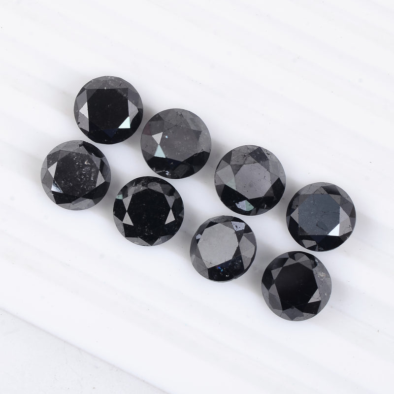 8 pcs Diamond  - 25.43 ct - ROUND - Fancy Black - Not Applicable