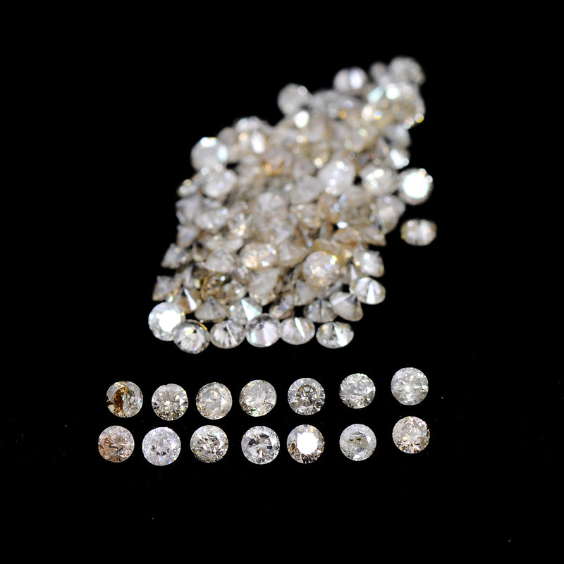 Round Mix Very Light to Light Brown - Yellow Color Diamond 3.82 Carat - AIG Certified