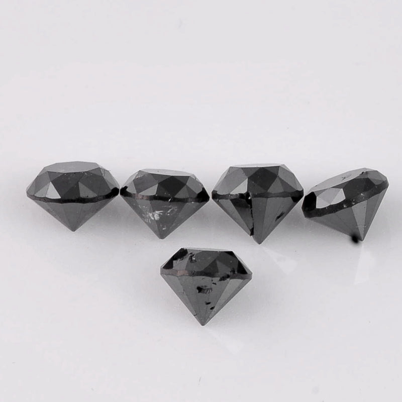 3.66 Carat Brilliant Round Fancy Black Diamonds-AIG Certified