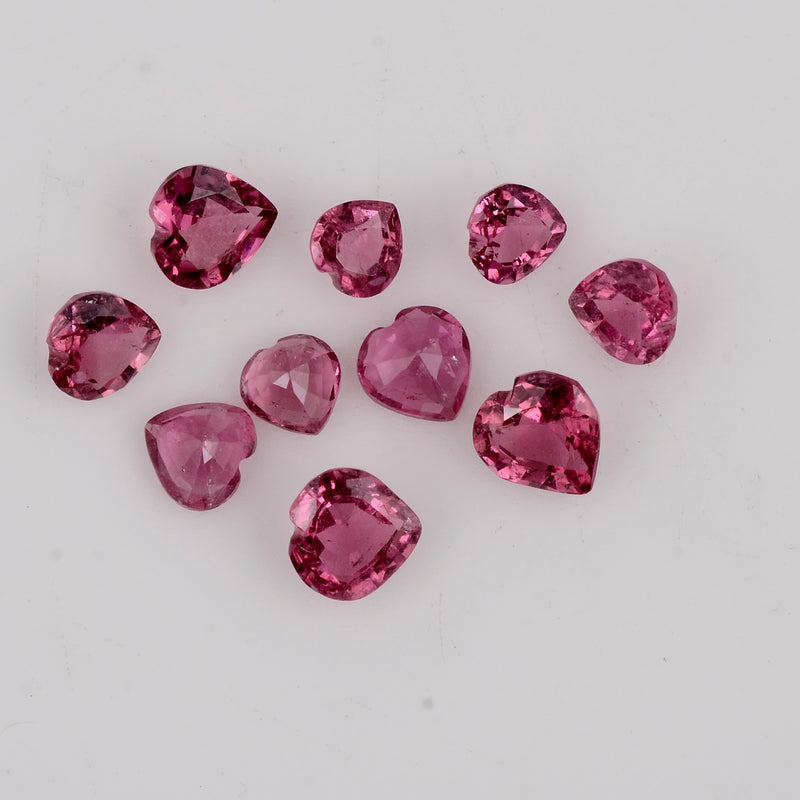 10 pcs Tourmaline  - 4.85 ct - Heart - Pink