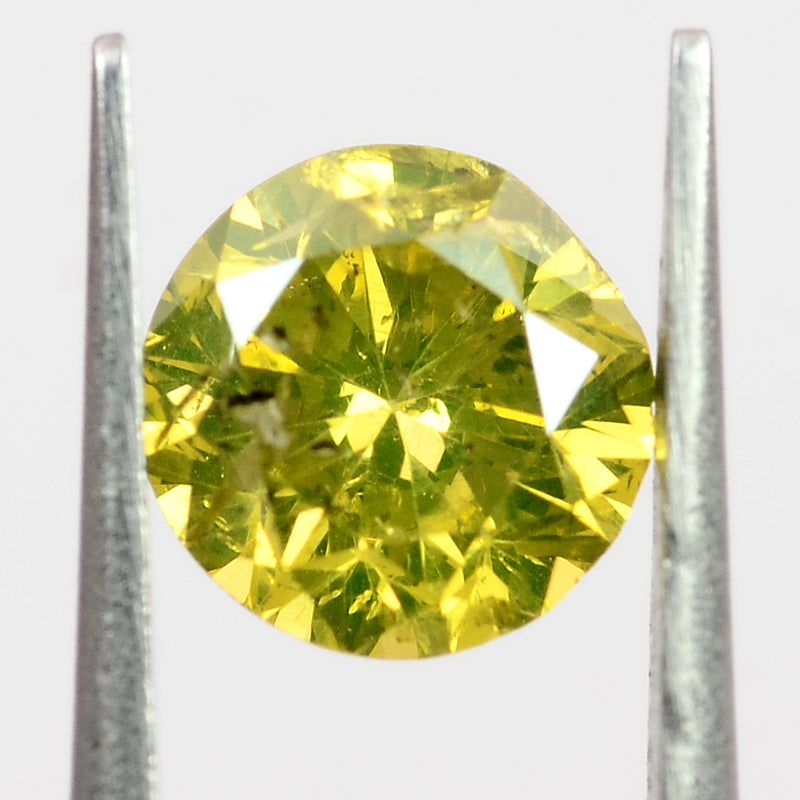 Round Fancy Vivid Yellow Color Diamond 0.41 Carat - ALGT Certified