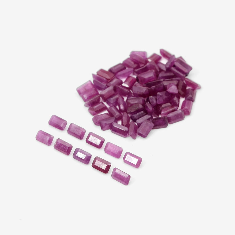 74 pcs Ruby  - 28.57 ct - Octagon - Red
