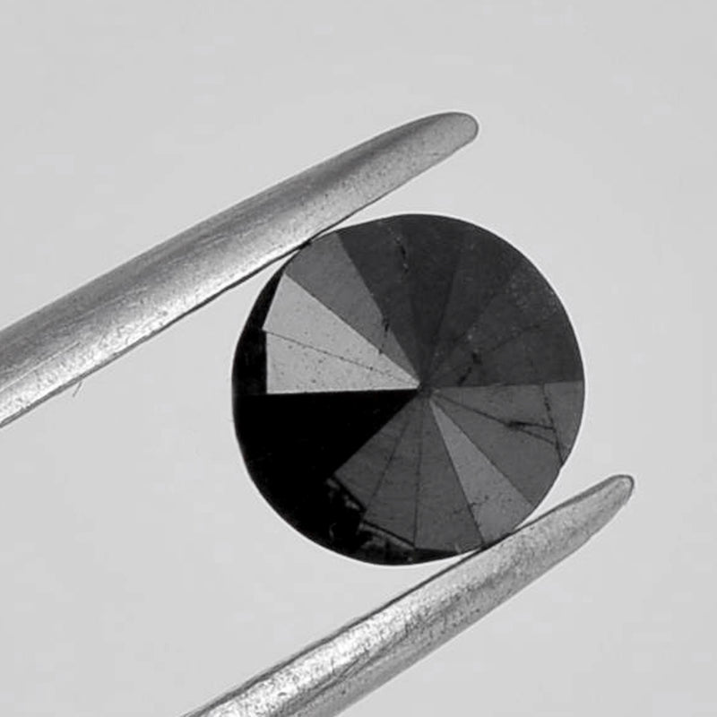 1.60 Carat Brilliant Round Fancy Black Diamonds-AIG Certified