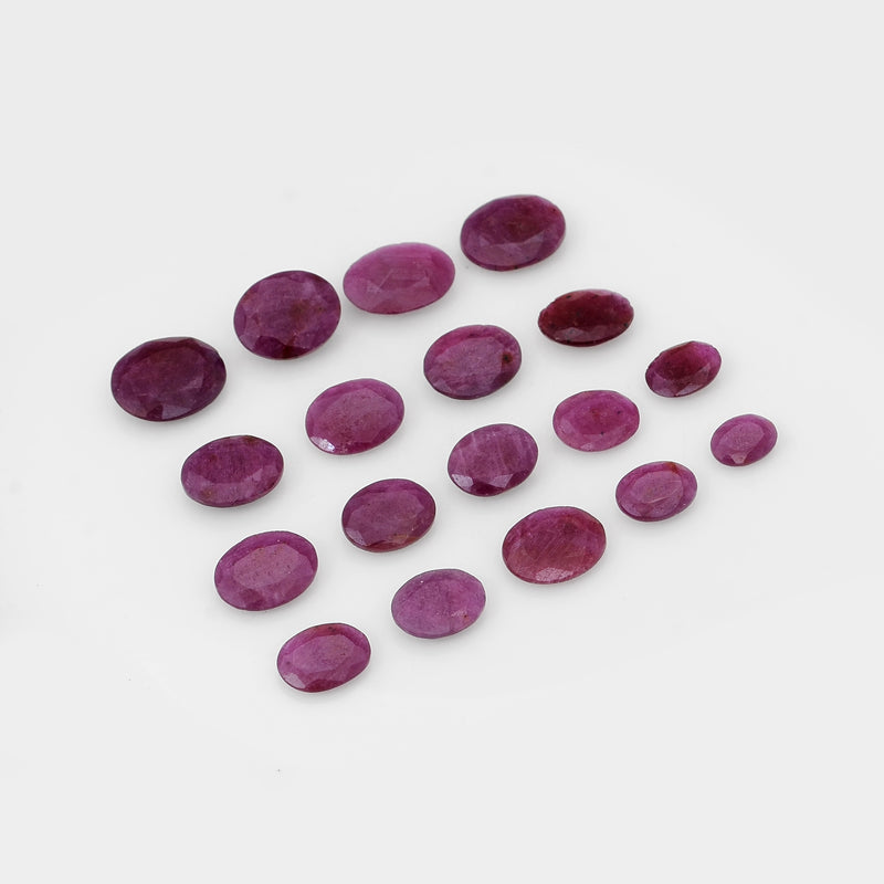 18 pcs Ruby  - 34.75 ct - Oval - Red