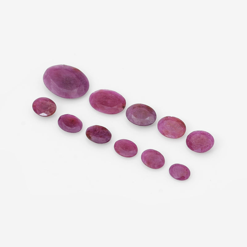 11 pcs Ruby  - 34.6 ct - Oval - Red