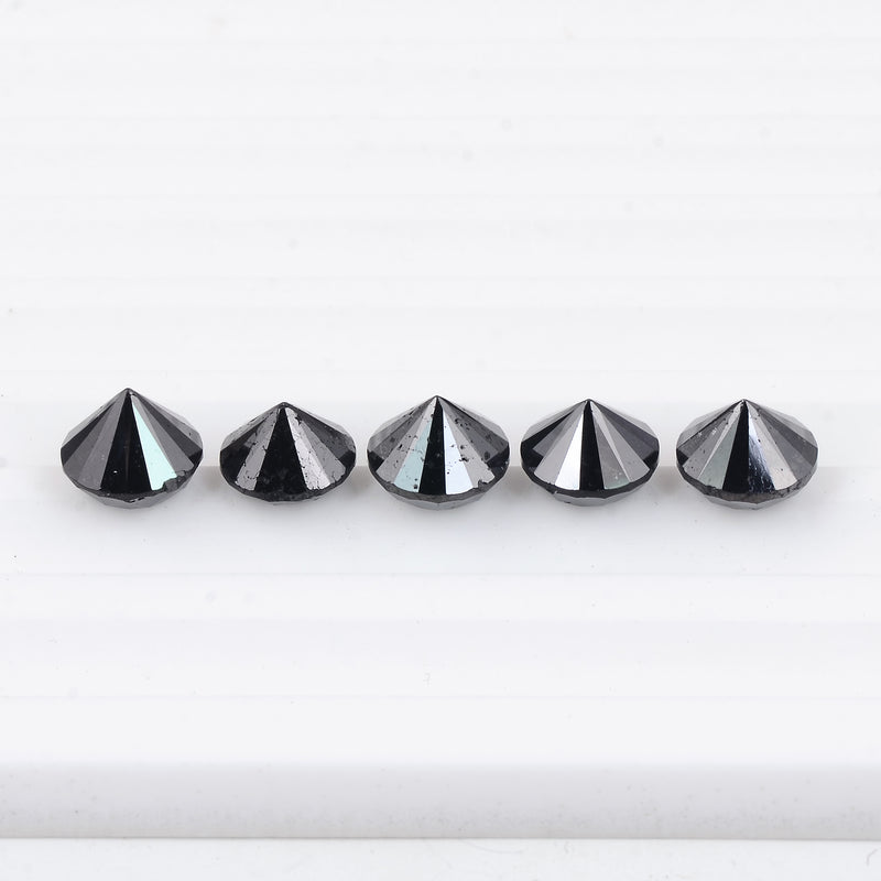 5 pcs Diamond  - 11.77 ct - ROUND - Fancy Black - Not Applicable