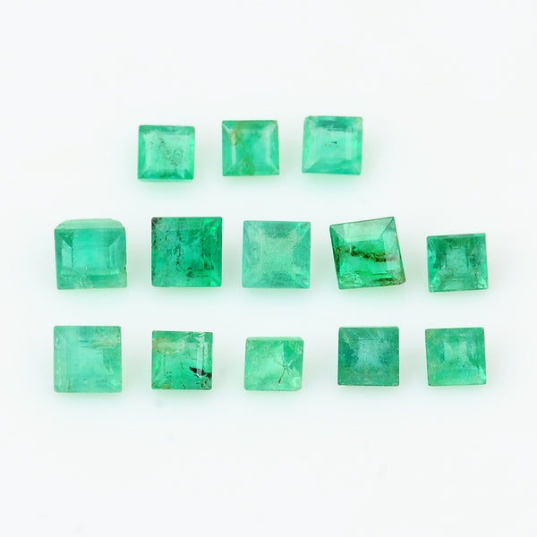 13 pcs Emerald  - 2.14 ct - Square - Green