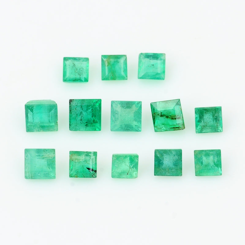 13 pcs Emerald  - 2.14 ct - Square - Green