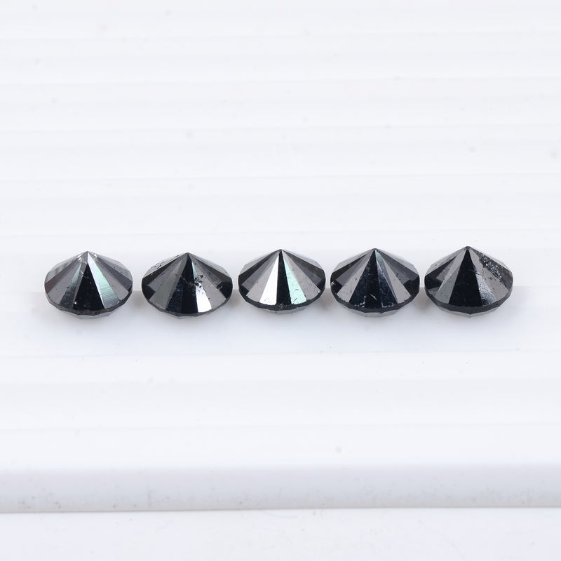 5 pcs Diamond  - 14.08 ct - ROUND - Fancy Black - Not Applicable