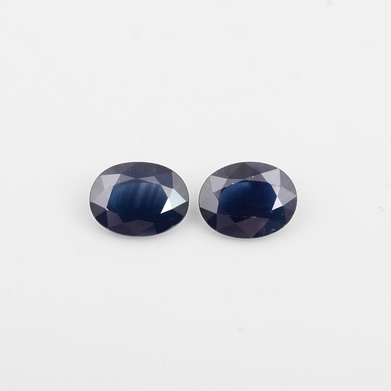 2 pcs Sapphire  - 4.15 ct - Oval - Blue