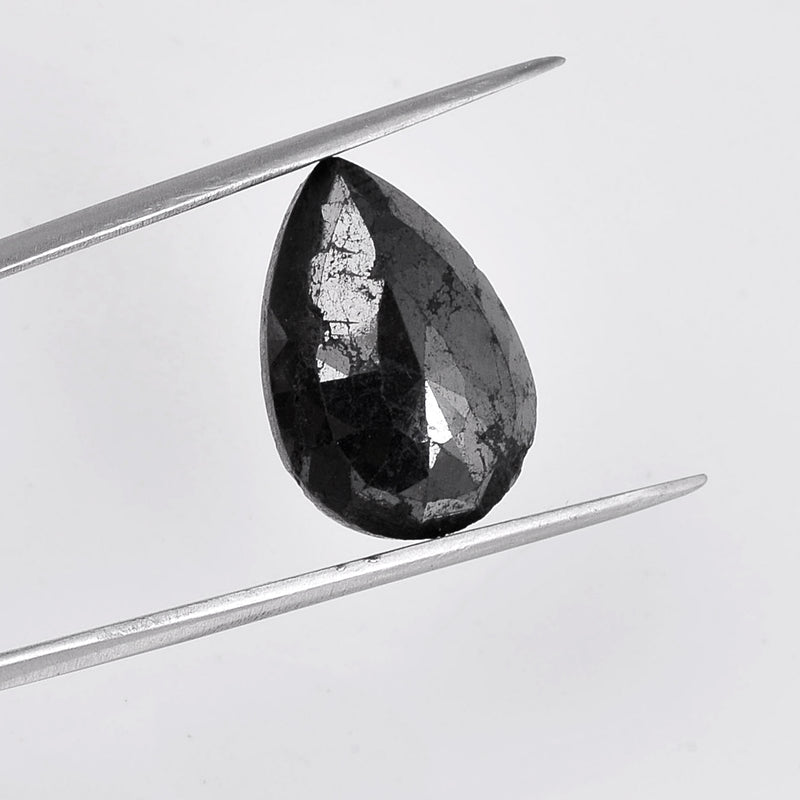 11.68 Carat Rose Cut Pear Fancy Black Diamond-AIG Certified