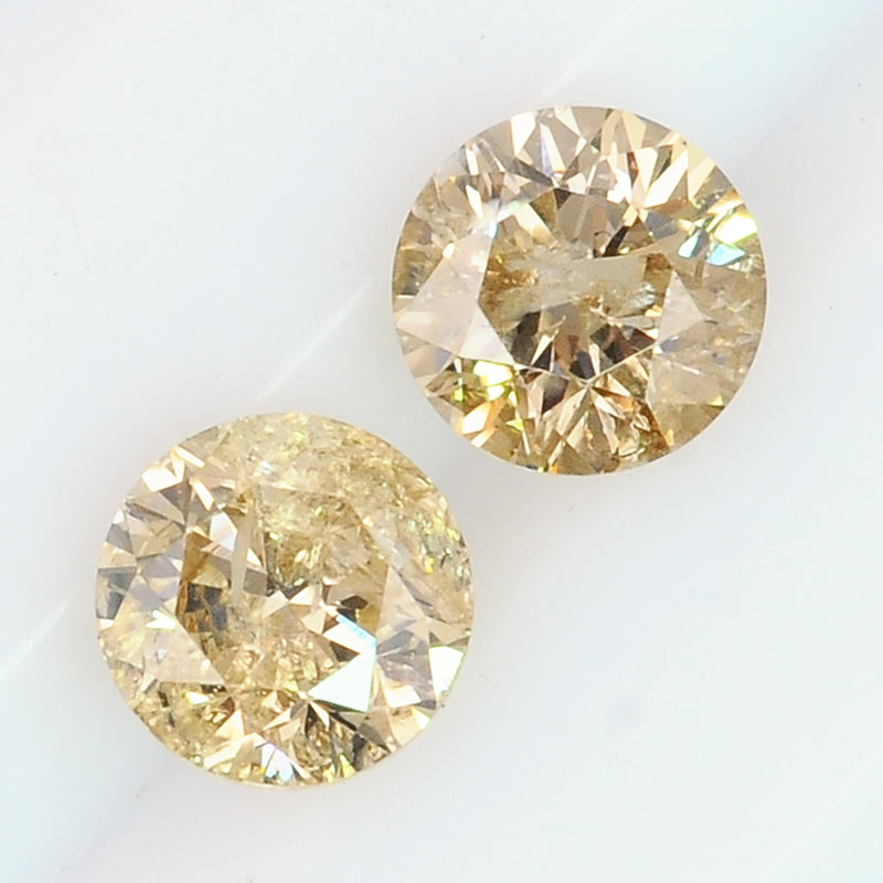 0.41 Carat Brilliant Round Natural Fancy Light Yellowish Brown I2 Diamond ALGT Certified